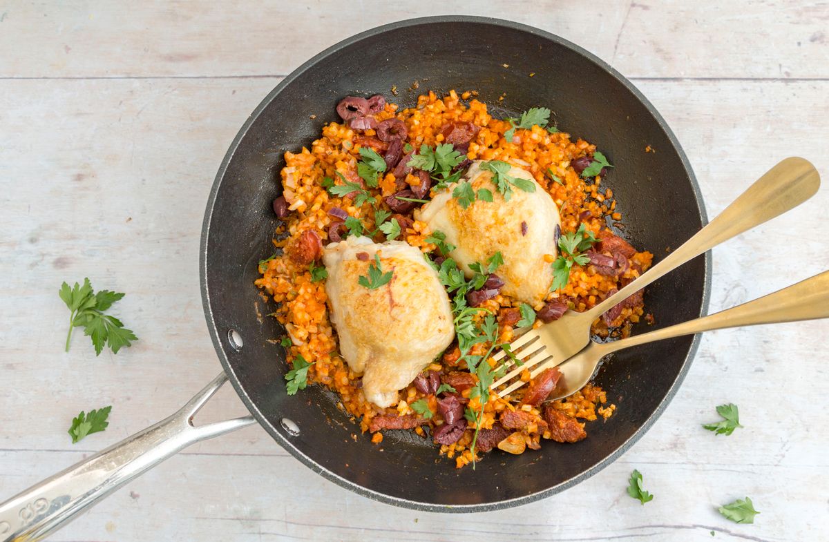 Keto Spanish Chicken With Rice And Chorizo