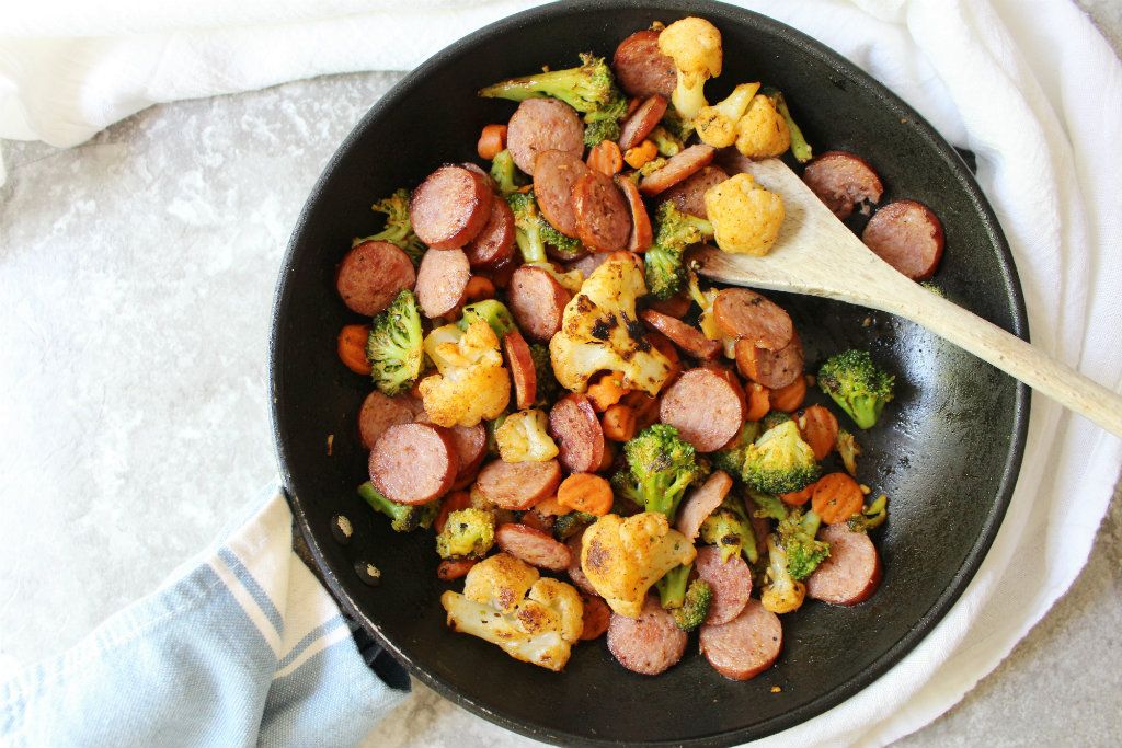 Keto Polish Sausage and Veggie Skillet