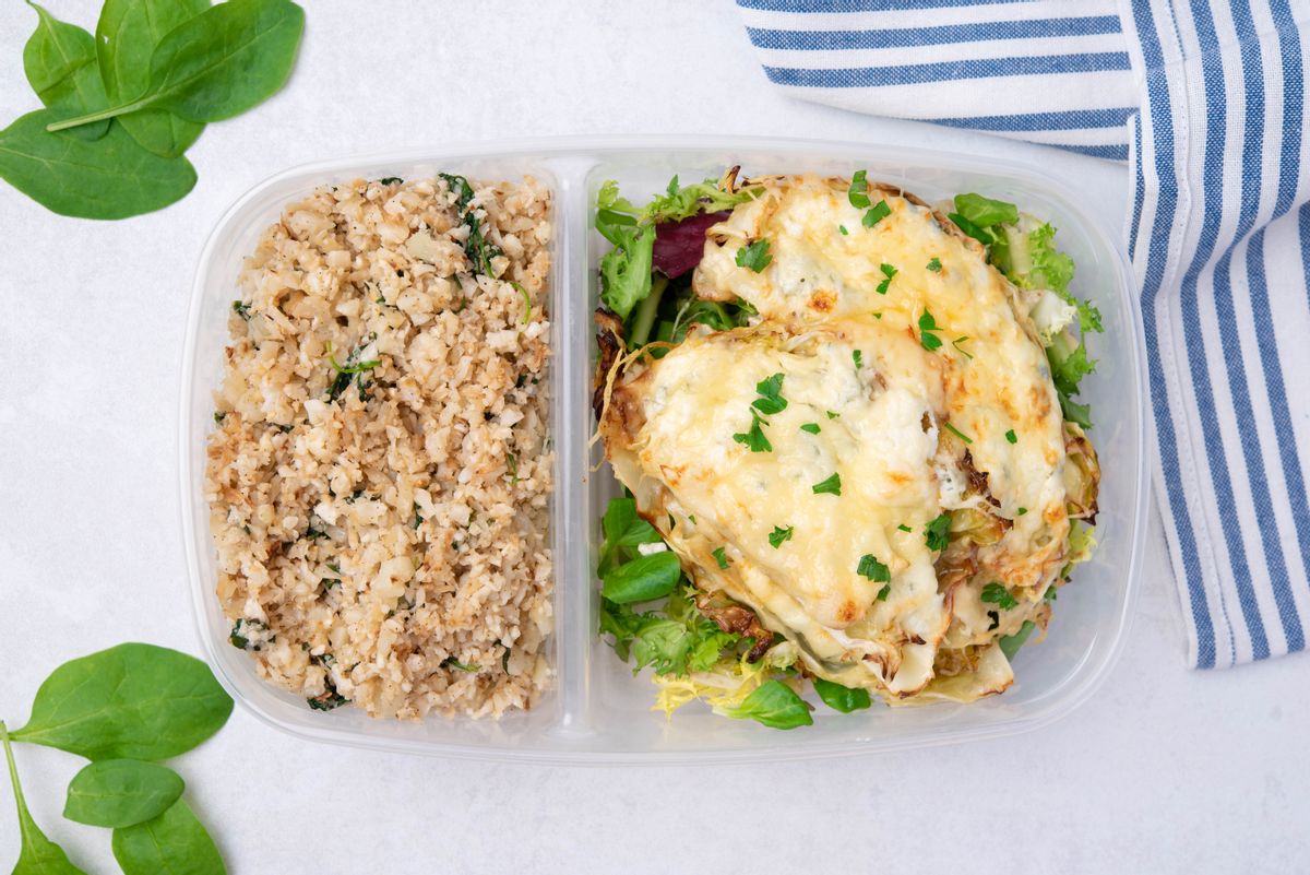 Keto Vegetarian Cabbage Steaks with Fried Cauliflower Rice