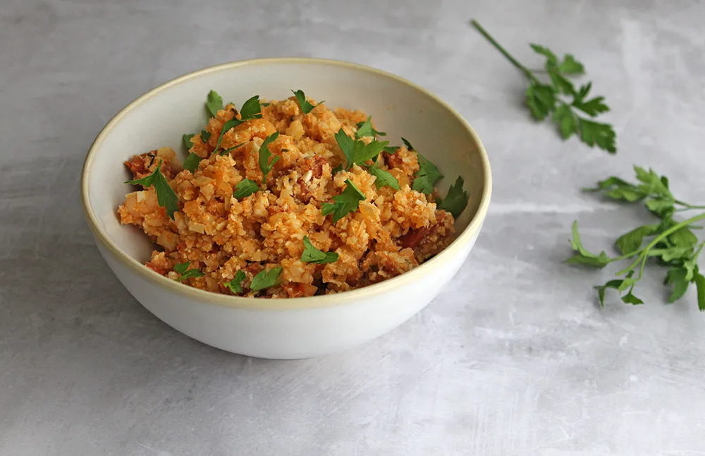 Keto Shrimp And Chorizo Couscous