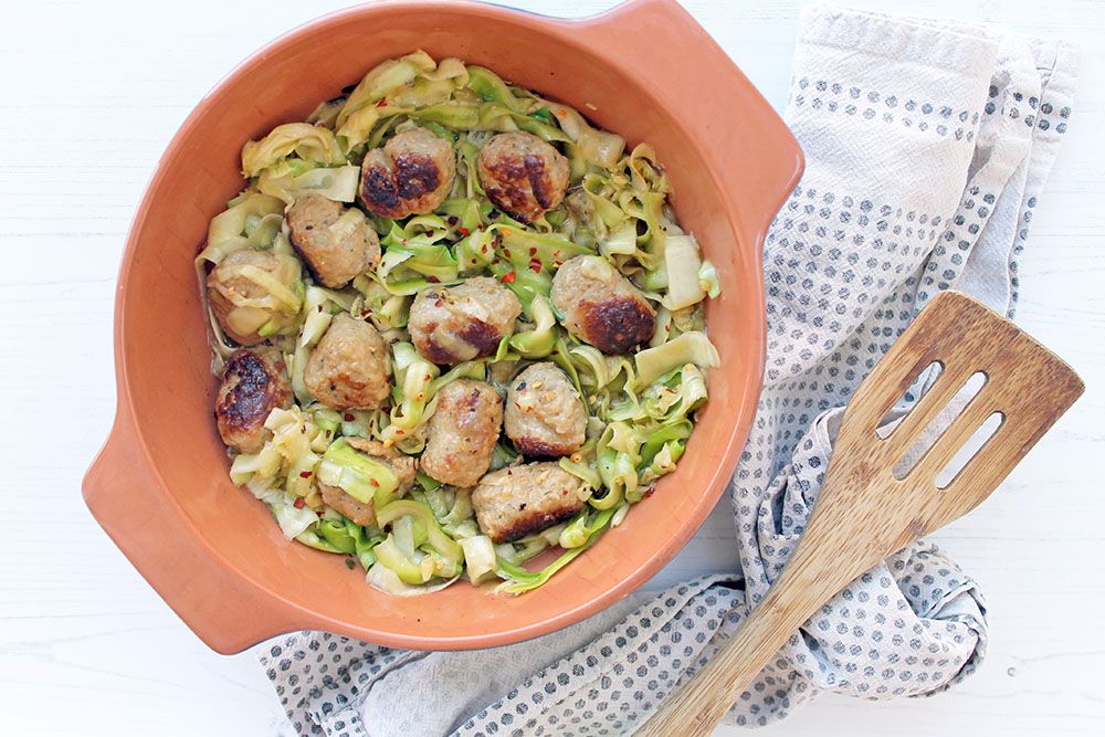 Keto Sausage Meatballs With Zucchini Pasta