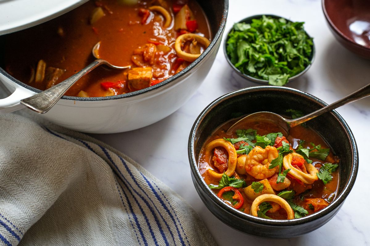 Low FODMAP Dutch Oven Portuguese Fish Stew (Caldeirada)