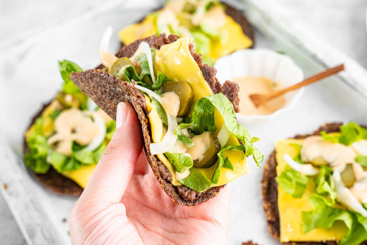 Keto Smashed Burger Tacos  