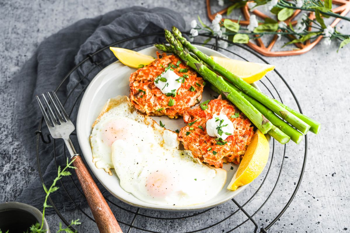 Keto Kosher Breakfast Salmon Cake Platter