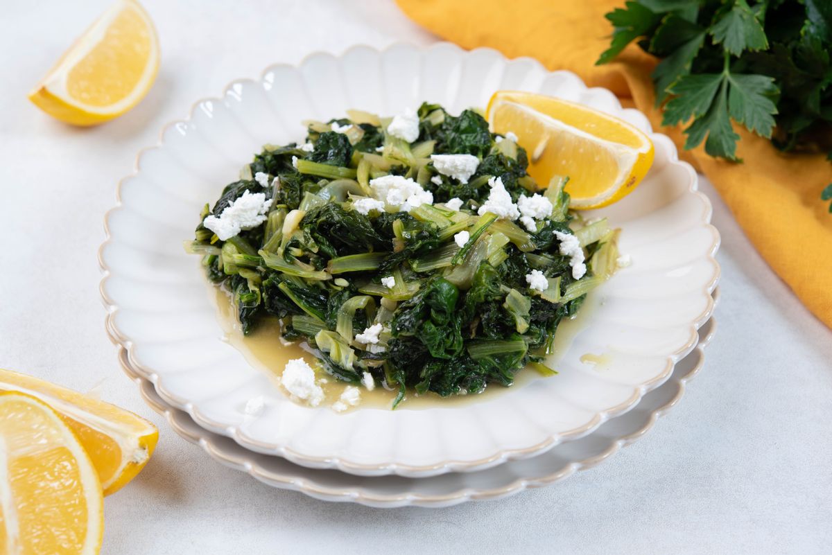 Keto Sauteed Swiss Chard with Garlic and Feta