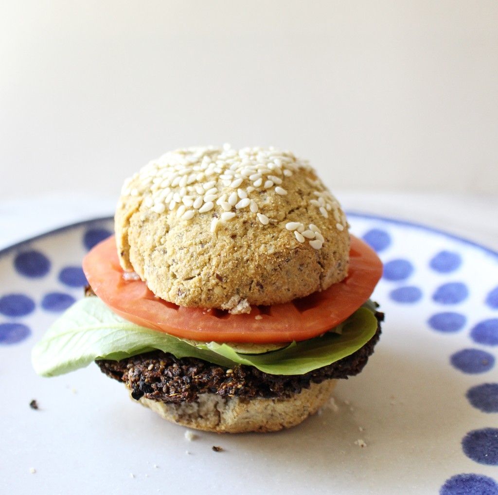 Low Carb Vegan Burger w Sesame Seed Bun