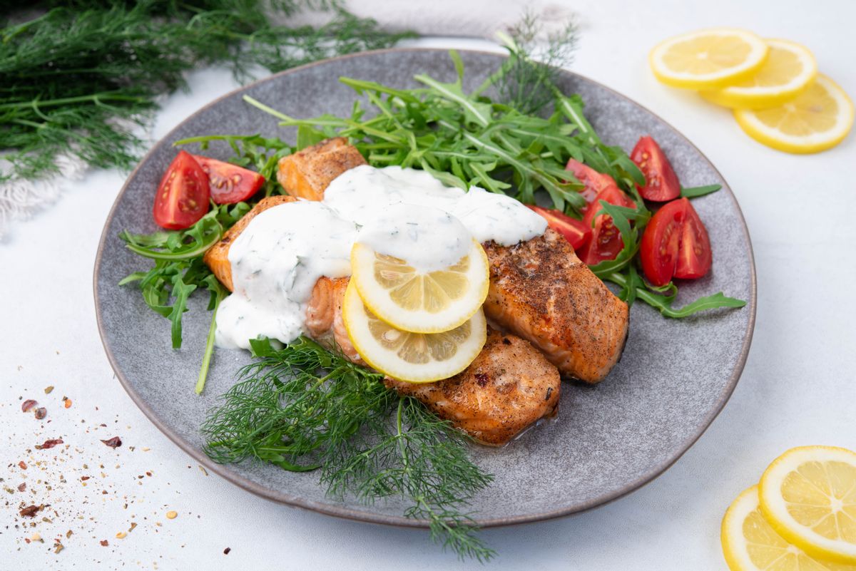 Keto Air Fryer Salmon with Creamy Fennel Sauce