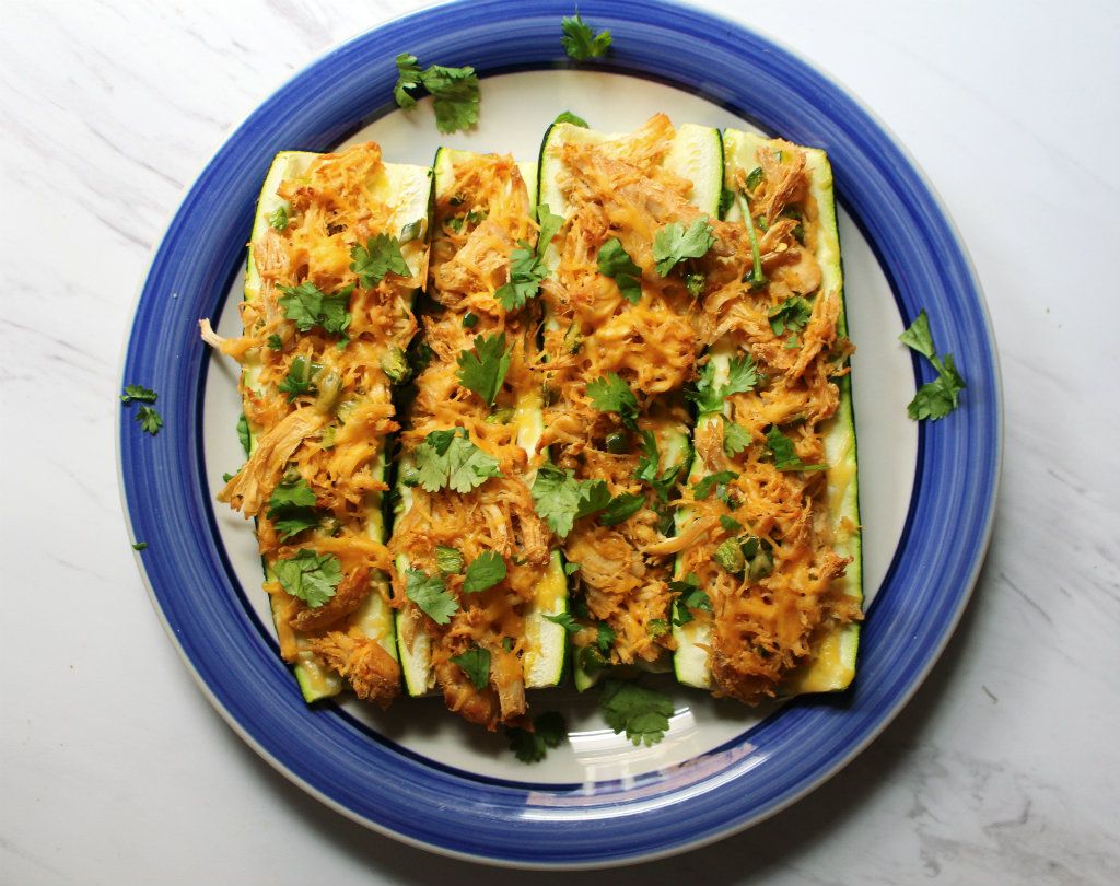 Keto Zucchini Chicken Enchilada Boats