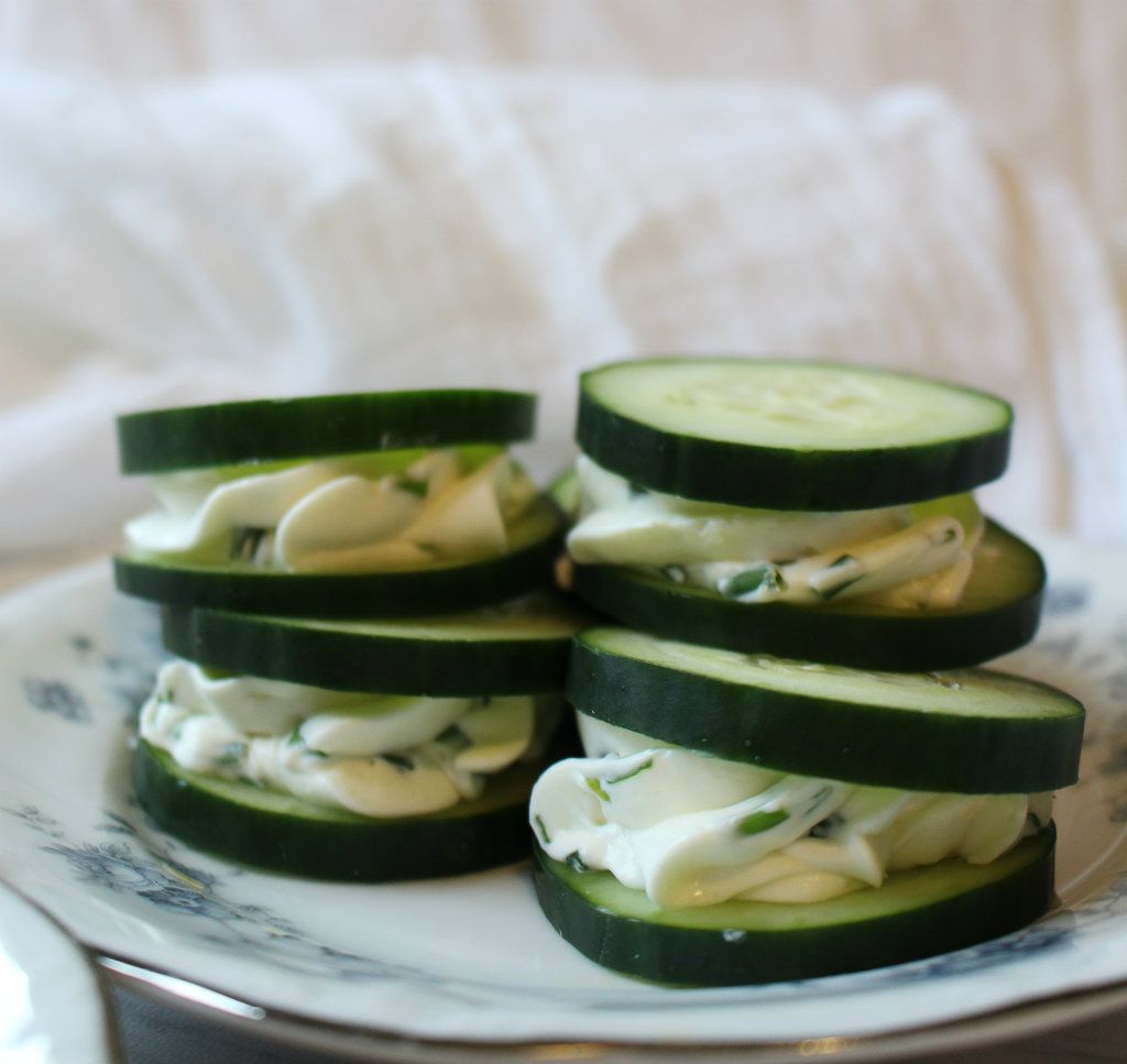 Keto Garlic Chive Cucumber Finger Sandwiches