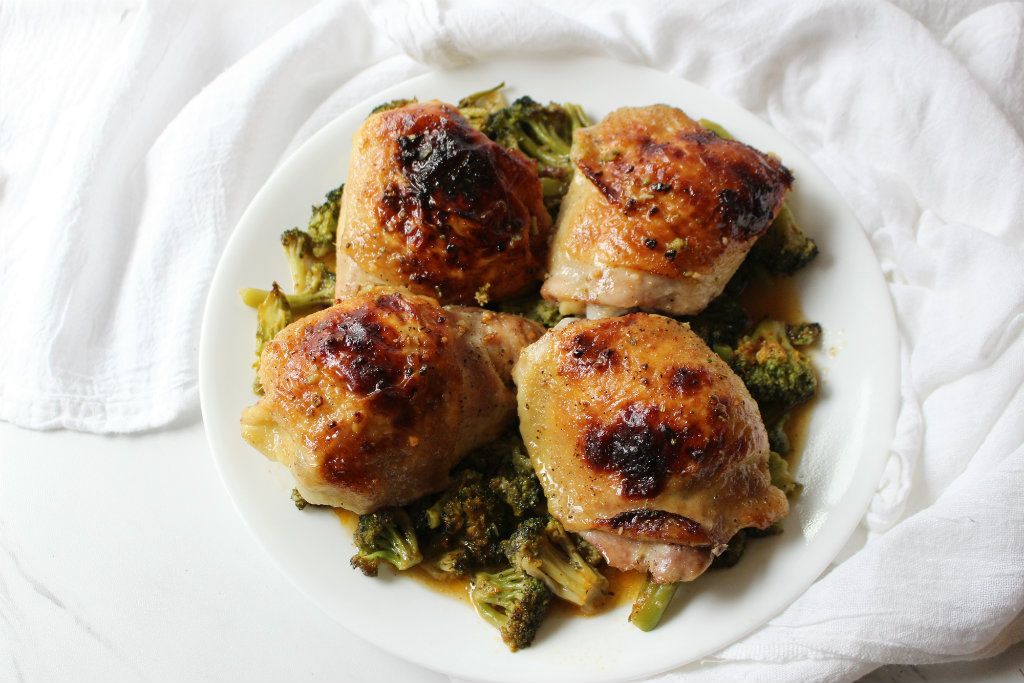 Honey-Garlic Chicken Thighs with Carrots and Broccoli