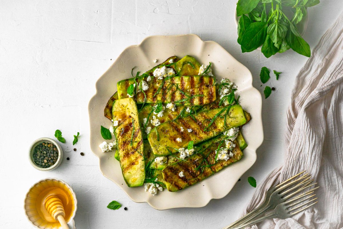 Keto Grilled Zucchini with Walnuts and Goat Cheese