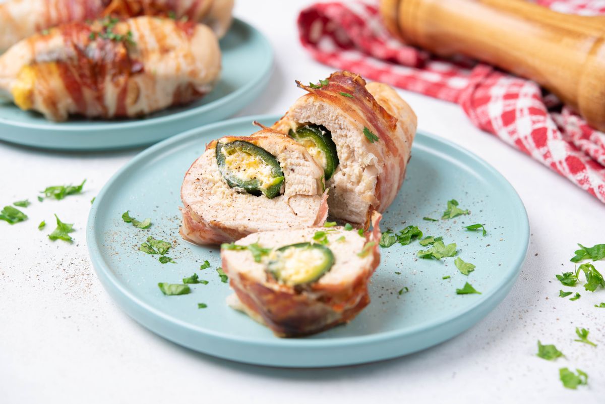 Keto Bacon-Wrapped Jalapeno Popper Chicken