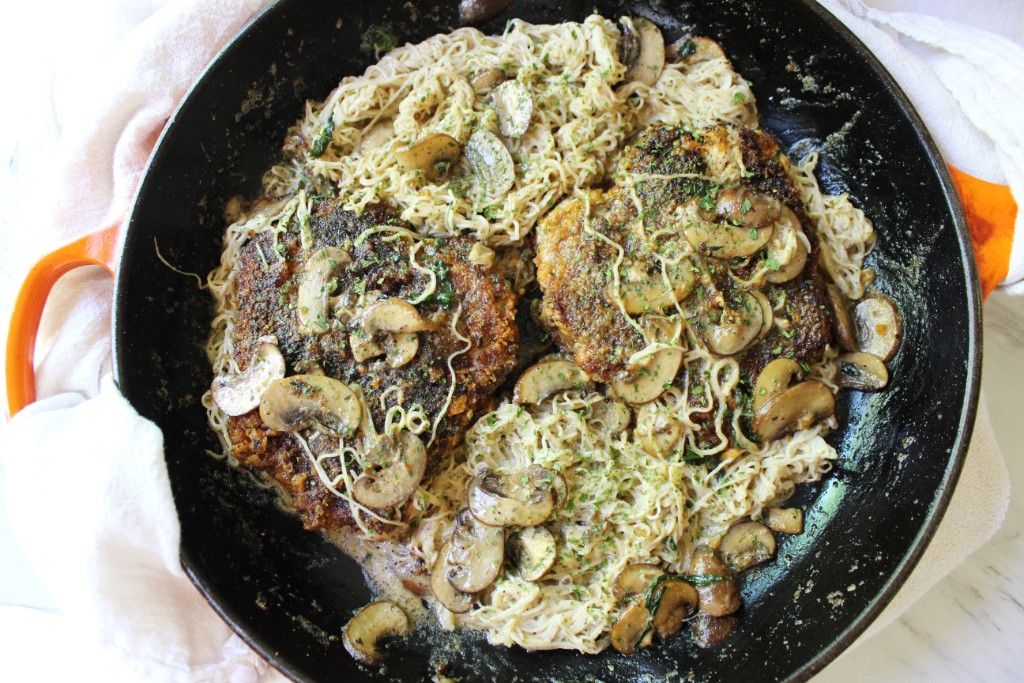 Low Carb Smothered Breaded Pork Chops With Shirataki Noodles