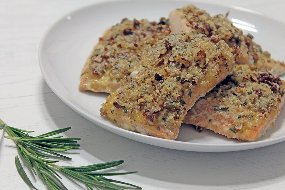 Keto Maple Pecan And Almond Crusted Salmon