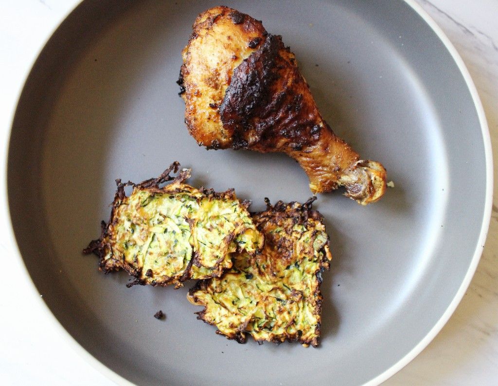 Keto Air Fryer Chicken Drumsticks w Zucchini Pancakes