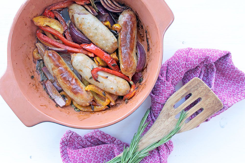 Low Carb One Pot Sweet and Smokey Sausage with Peppers