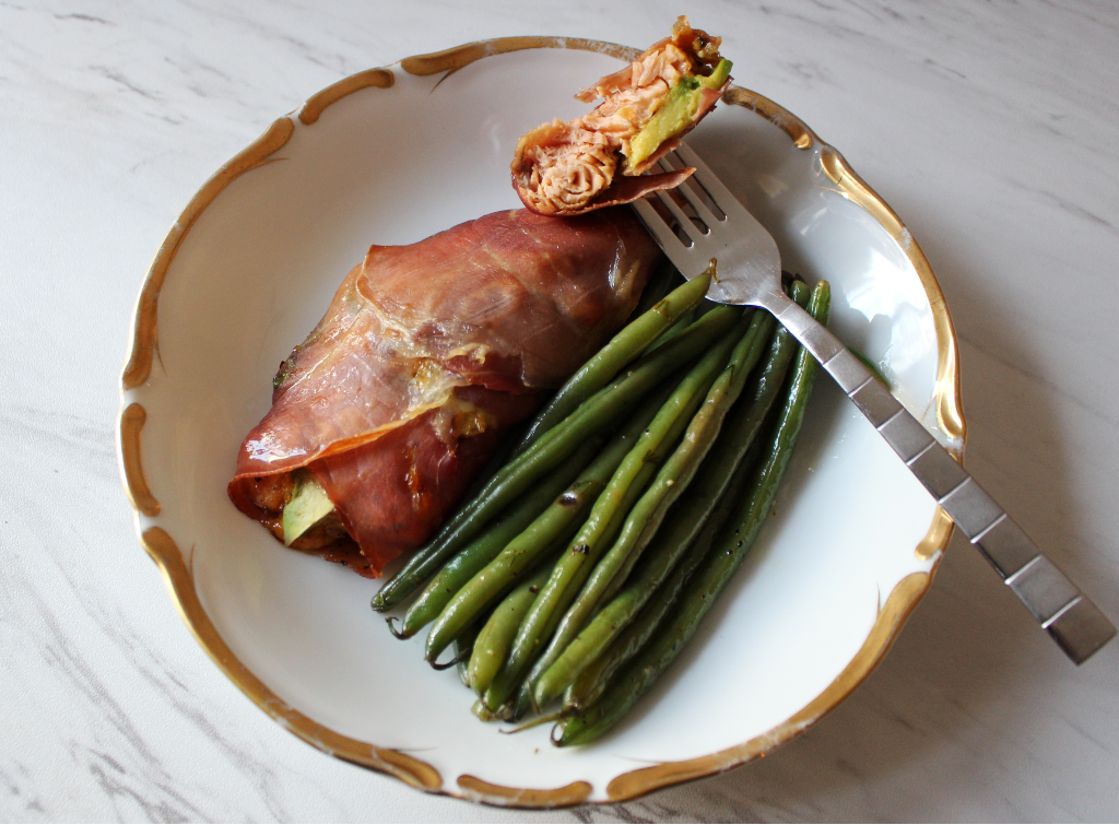Low Carb Spicy Wrapped Salmon w Lemon Butter Haricot Verts