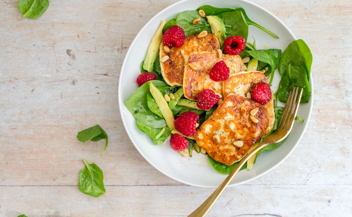 Keto Halloumi and Raspberry Salad