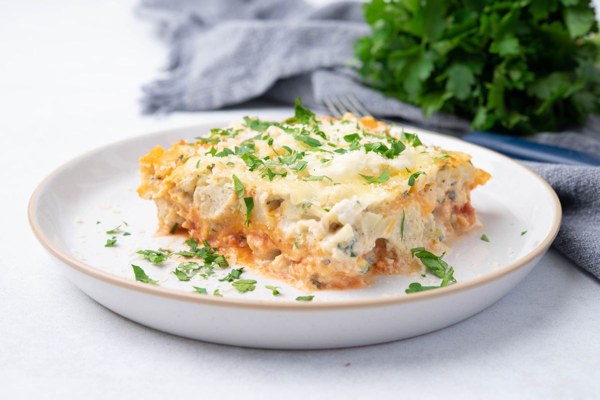 Keto Cauliflower Mac and Cheese Lasagna