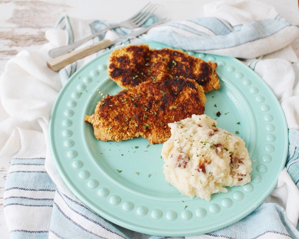 Low Carb Fried Pork Chops w Bacon Potatoes