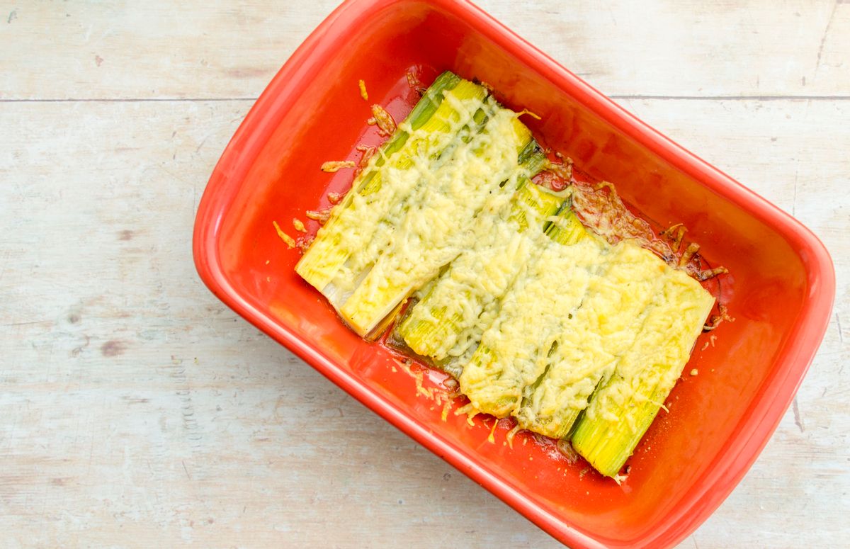 Keto Cheesy Roasted Leeks