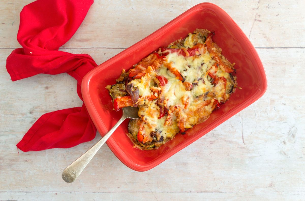 Keto Zucchini and Bell Pepper Gratin