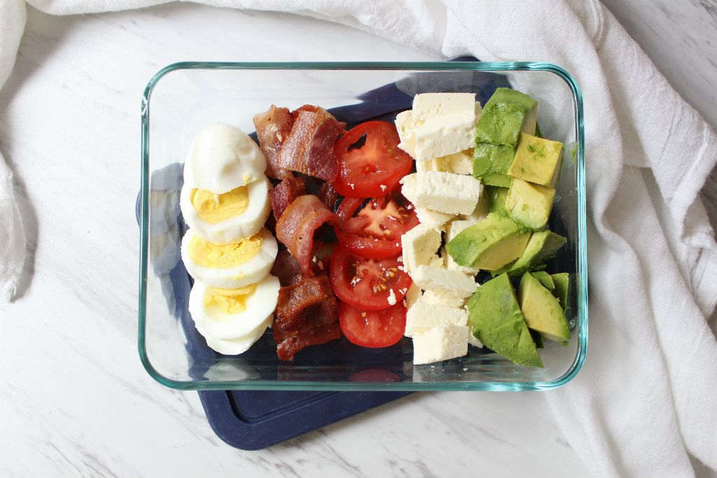 Keto "No Lettuce" Cobb Salad Meal Prep