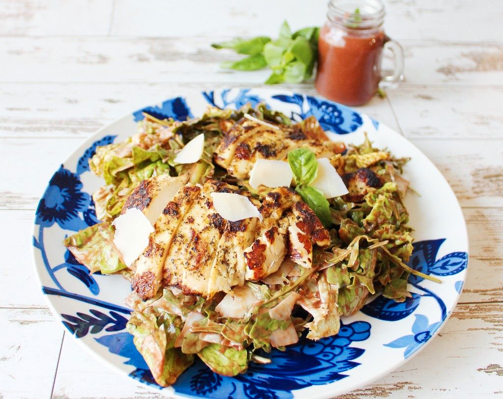 Keto Raspberry Chicken Parmesan Salad