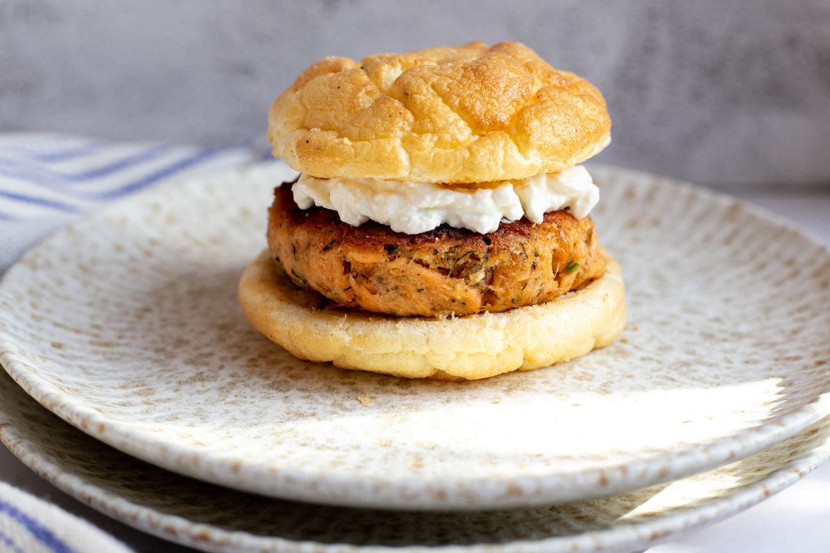 Keto Carnivore Salmon Burgers With Cloud Buns