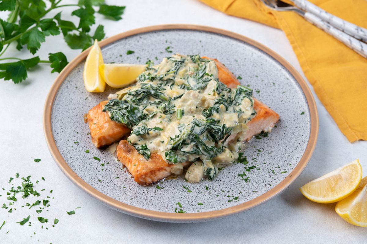 Keto Spinach Artichoke Salmon