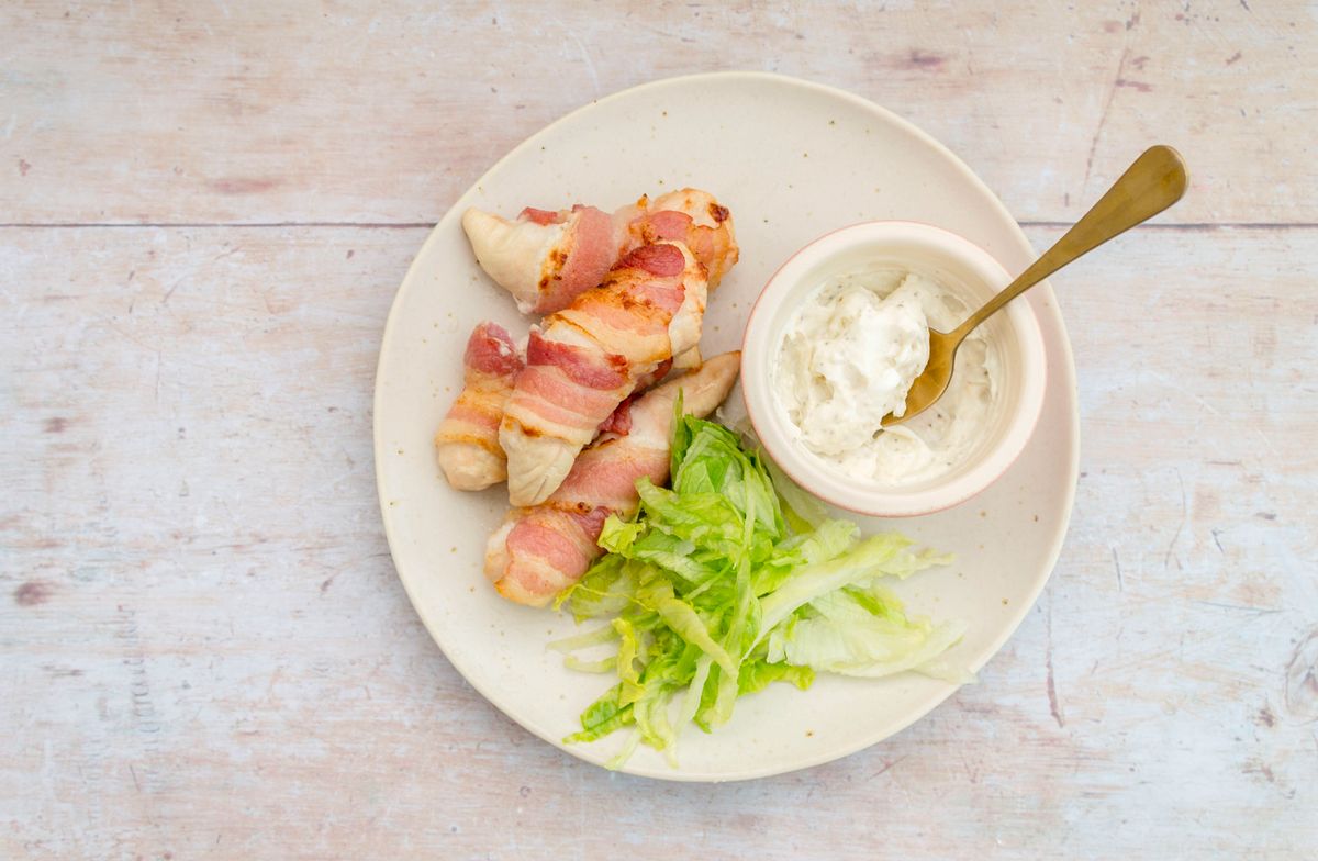 Keto Bacon Wrapped Chicken Tenders with Parmesan