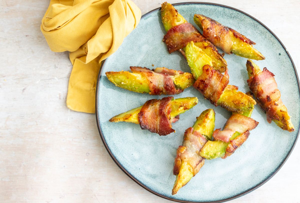 Keto Bacon Wrapped Avocado Fries with Parmesan