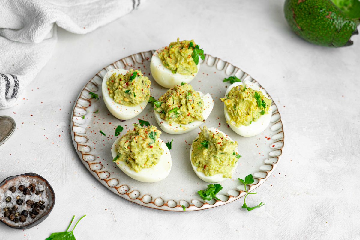 Keto Paleo Guacamole Deviled Eggs Snack