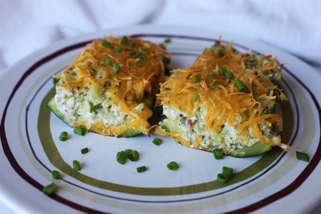 Low Carb Loaded Broccoli Cheddar Zucchini Boats