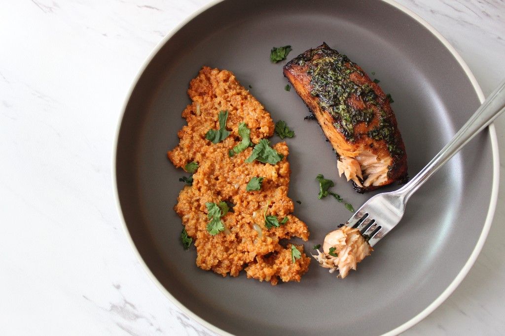 Keto Sweet Chili Lime Salmon w Creamed Spanish Rice