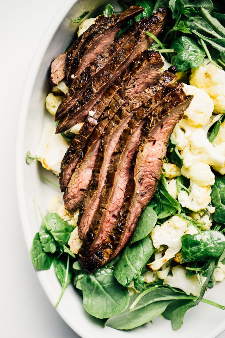 Keto Cumin Flank Steak With Cauliflower Salad