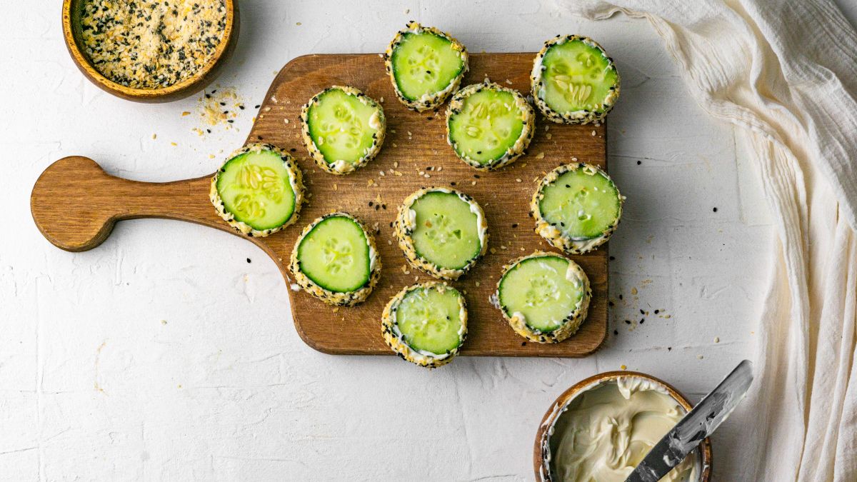 Keto Everything Bagel Cucumber Sandwiches