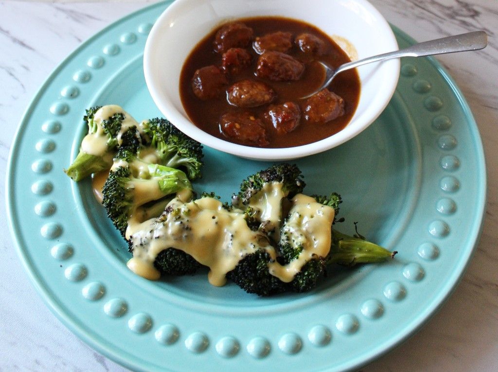 Low Carb Spicy Sausage Stew w Cheesy Broccoli
