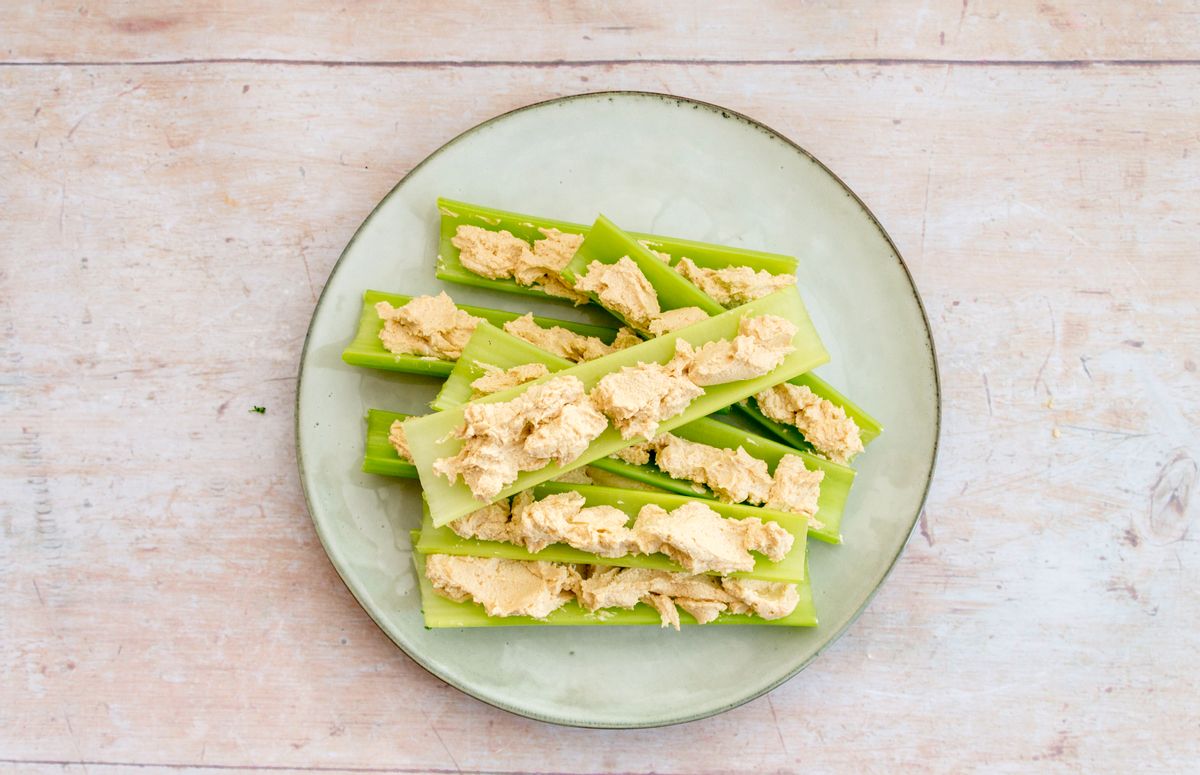 Keto Peanut Butter and Cream Cheese Stuffed Celery