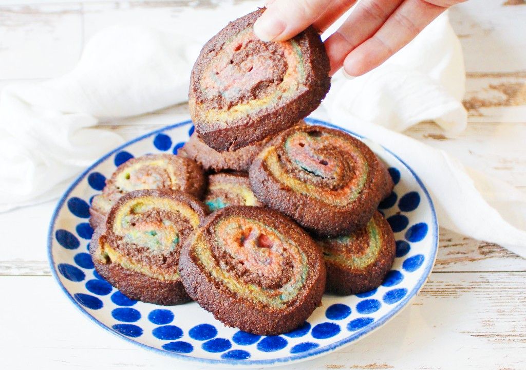 Keto Rainbow Pinwheel Cookies