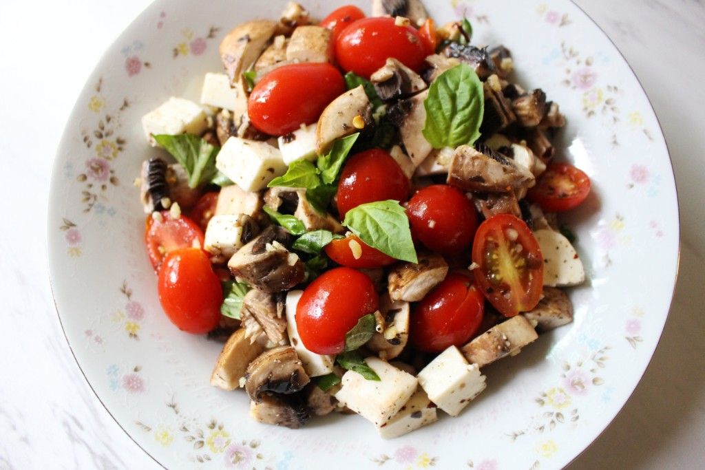 Keto Marinated Mushroom Basil Salad