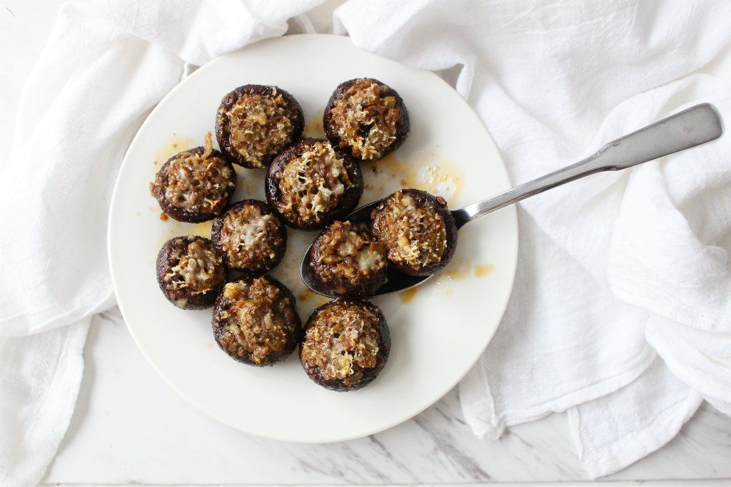 Keto Mushrooms Stuffed W/ Tapenade & Parmesan