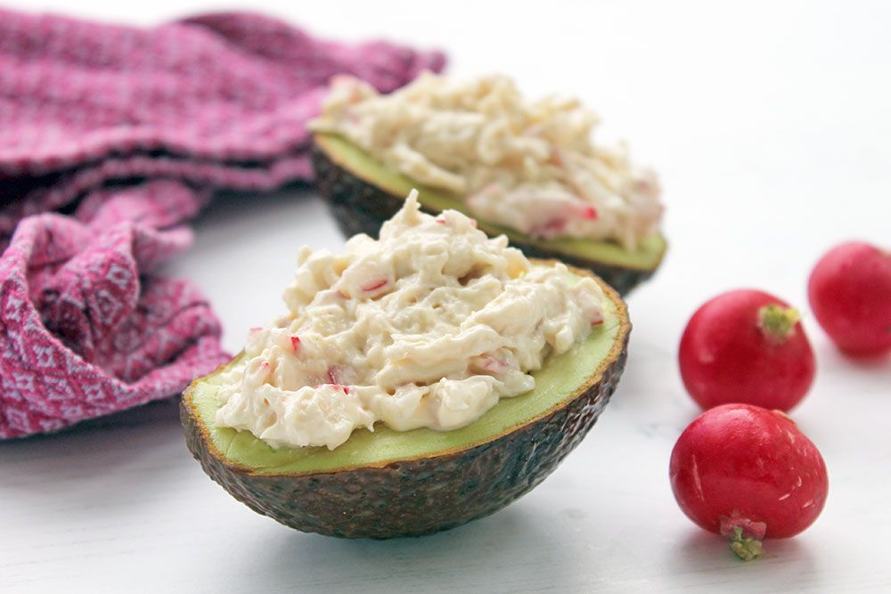 Keto Chicken And Radish Avocado Boats With Mustard Mayo