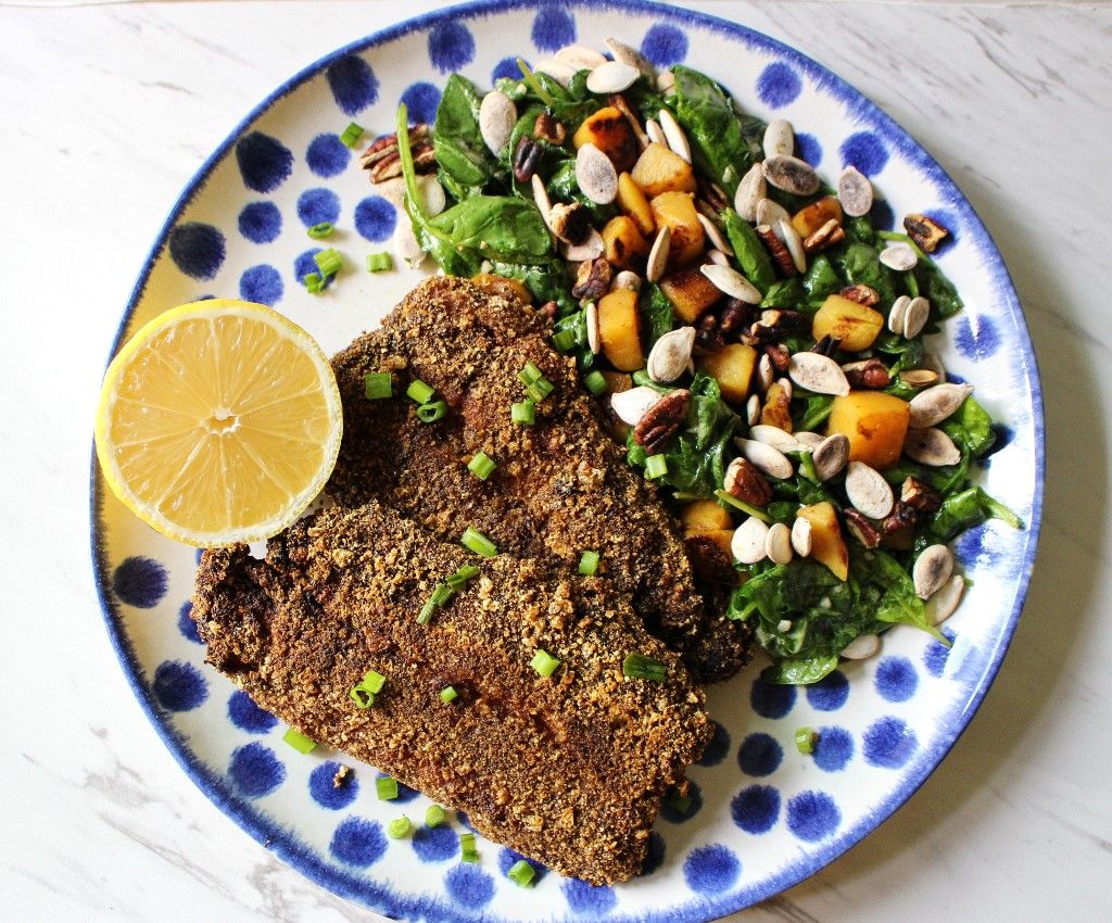 Low Carb Pan Fried Fish Fillets w Harvest Side Salad