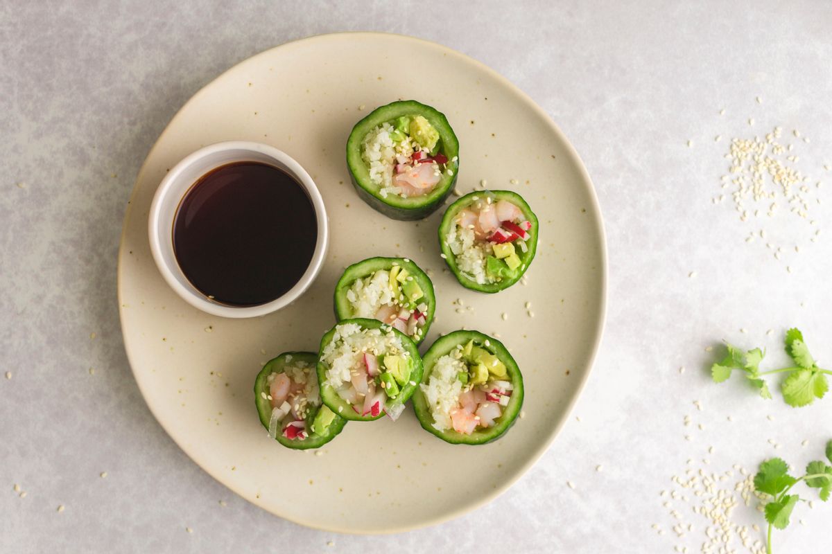 Keto Shrimp and Cucumber Sushi
