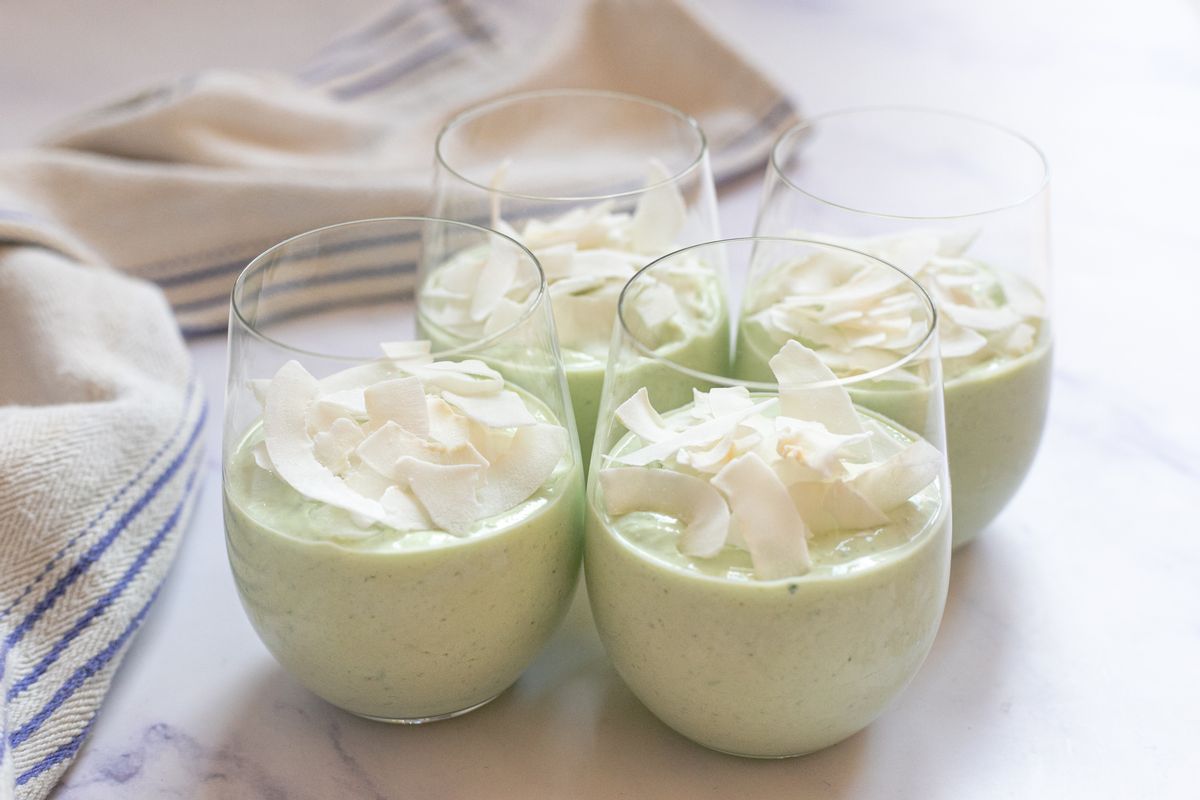 Healthy Keto Lime, Coconut, and Basil Cream Dessert