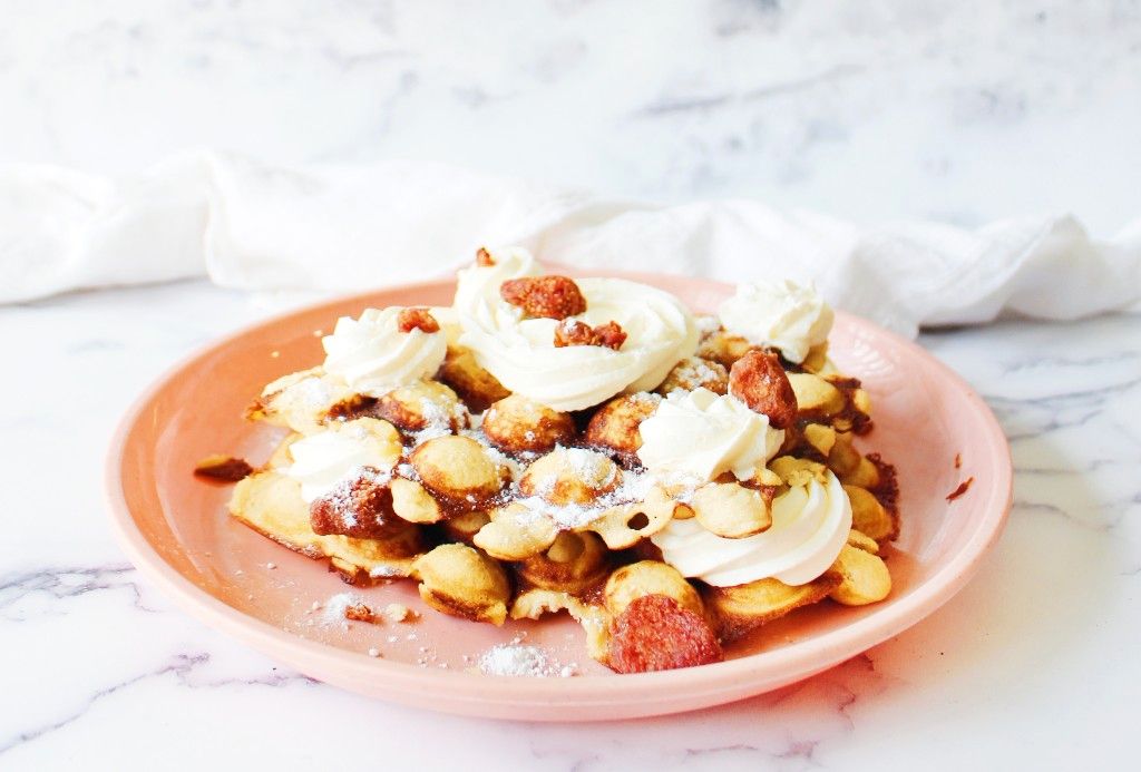 Low Carb Strawberry Waffles with Cream Cheese Icing