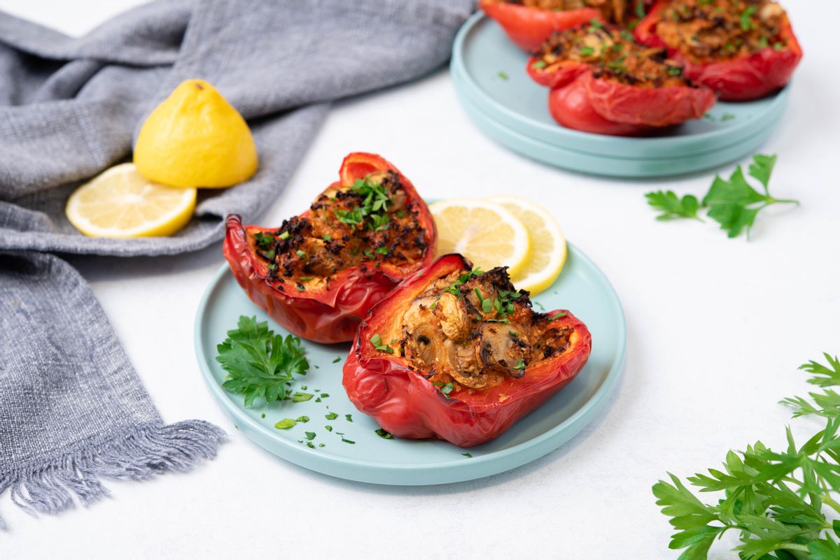 Keto Vegan Air Fryer Stuffed Peppers