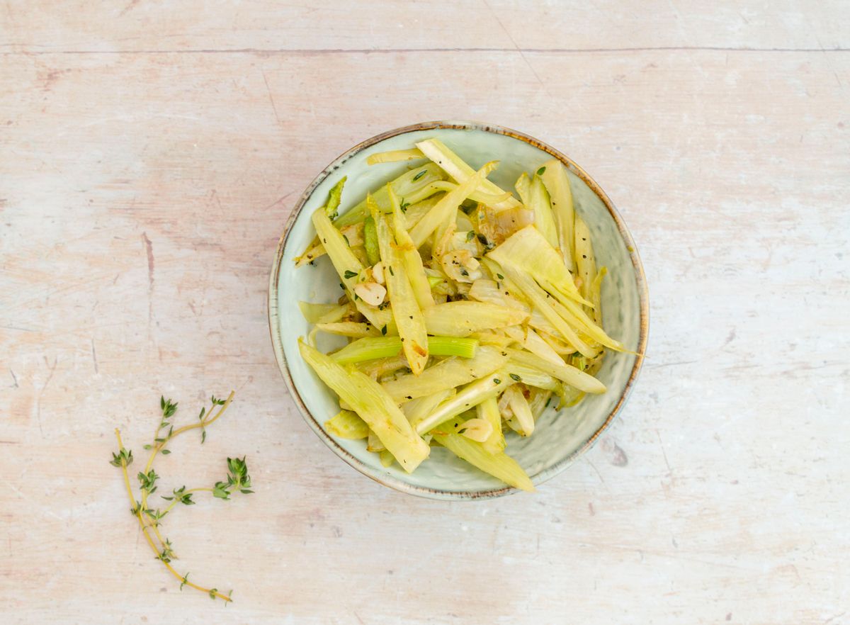 Keto Pan Fried Lemony Fennel With Thyme And Shallot