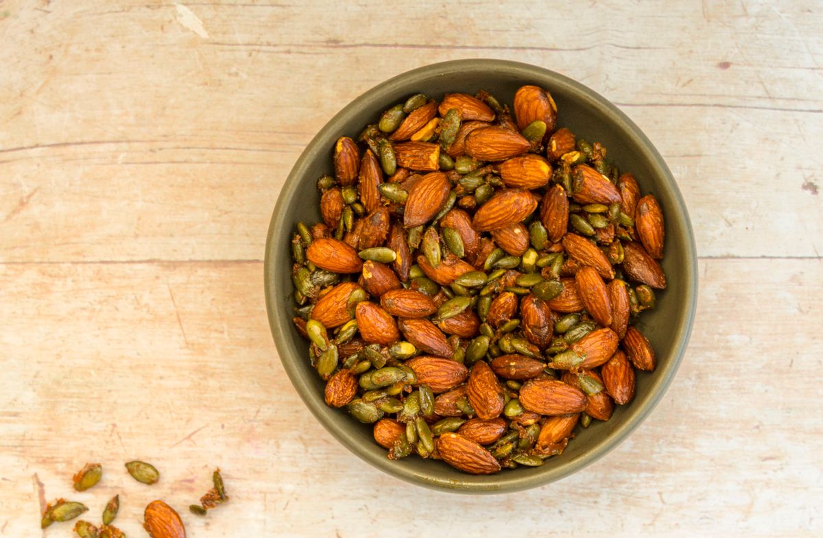 Keto Maple Paprika Roasted Almonds and Pepitas